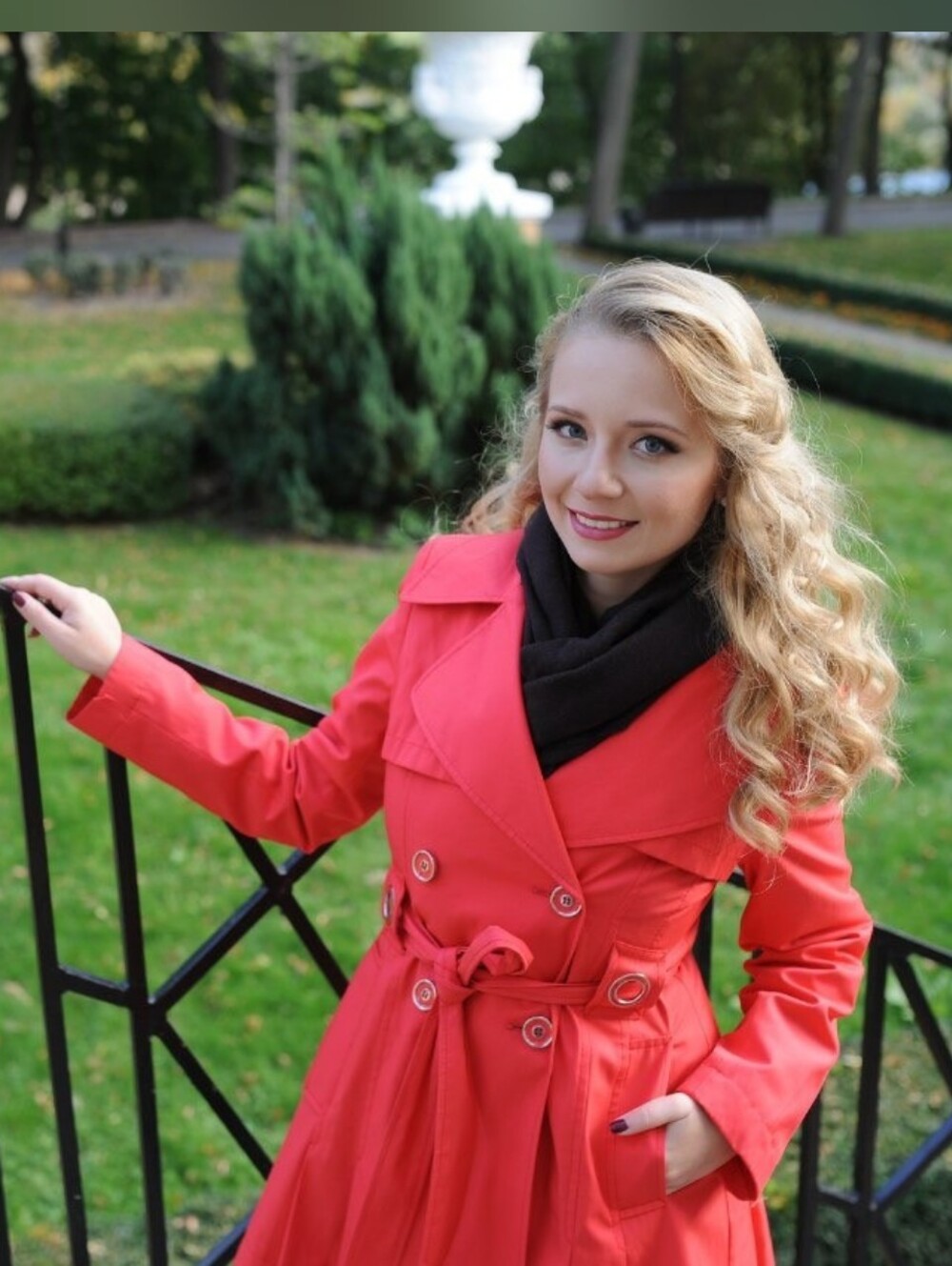 Red Double-Breasted Trench Coat with Belt